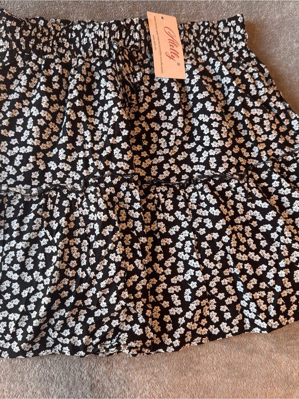 Milly Black and White Floral Tiered Skirt